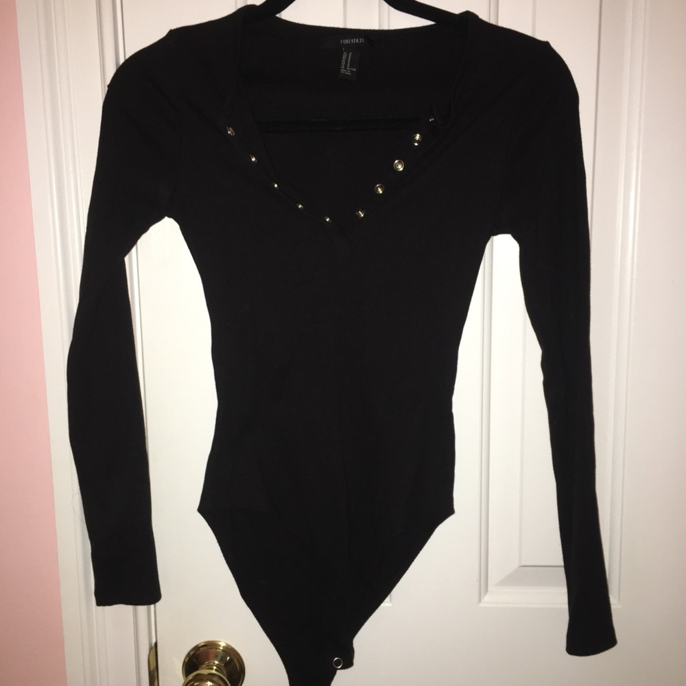 Staple Black Long Sleeve Ribbed Bodysuit